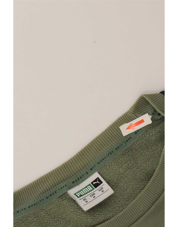 Puma moletom masculino jumper médio verde colorblock algodão