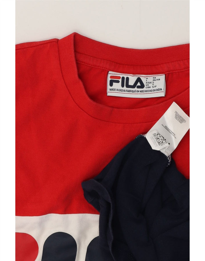 Camiseta masculina gráfica FILA Top pequeno algodão colorblock multicolorido