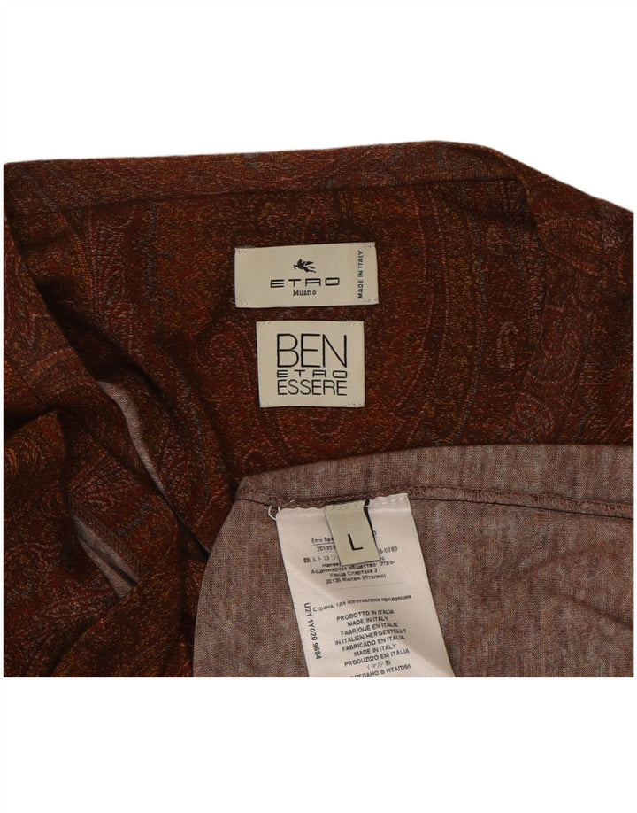 Camiseta masculina ETRO grande marrom Paisley Lyocell