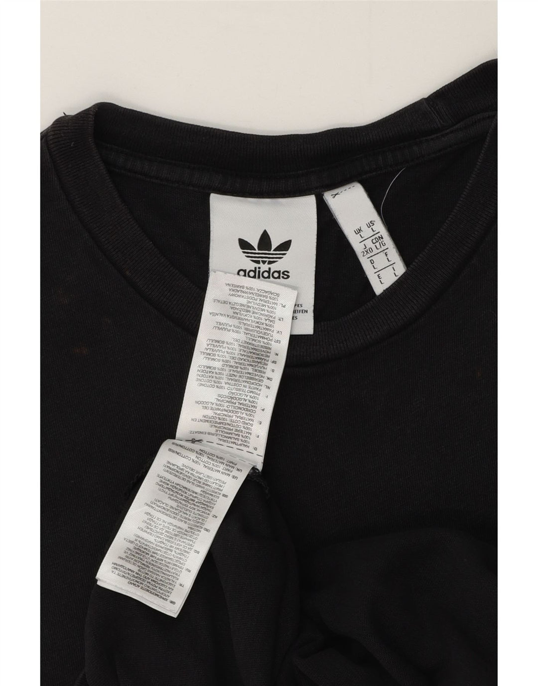 Adidas Mens Camiseta Top Grande Algodão Preto