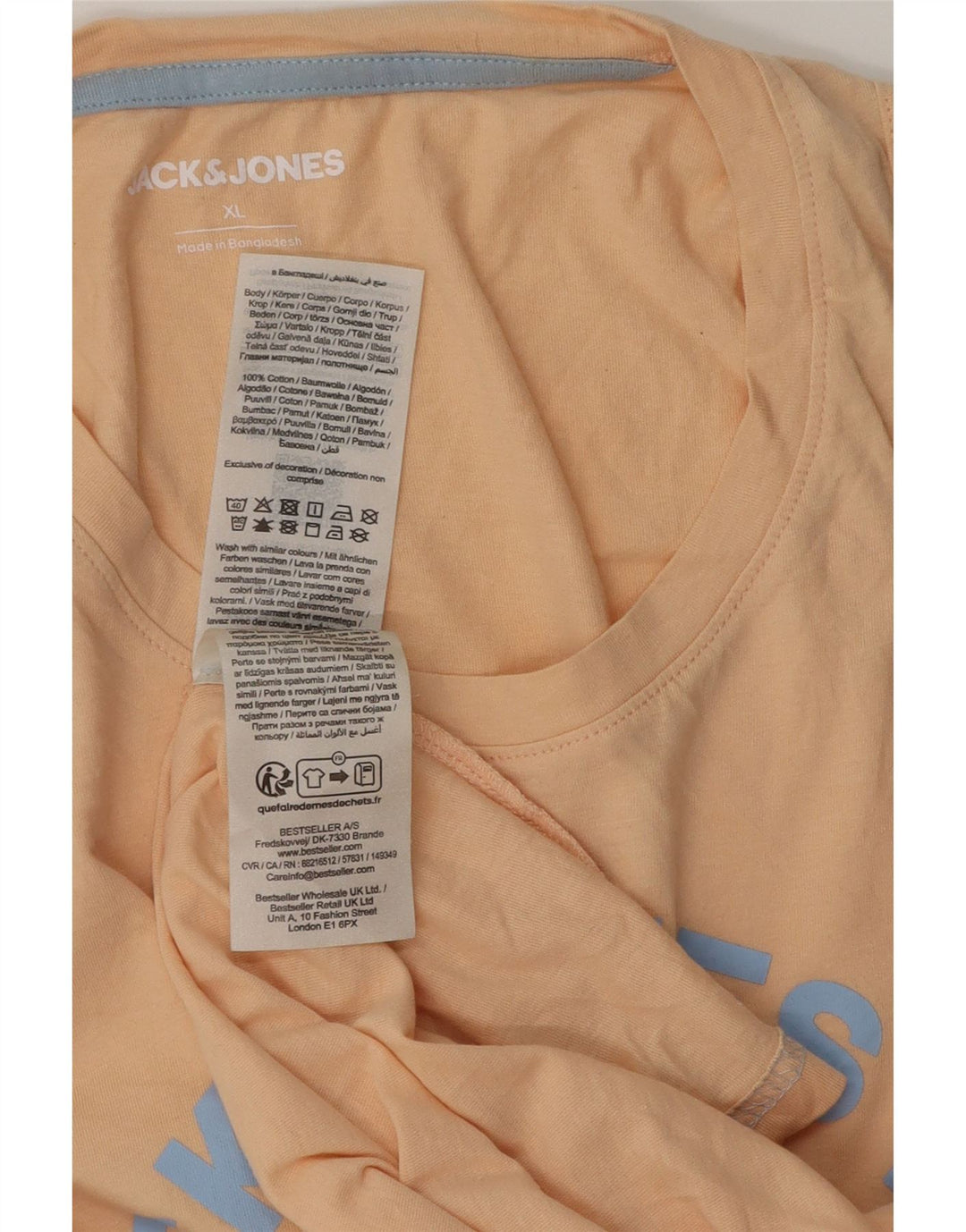 Colete gráfico masculino Jack & Jones Top XL algodão bege