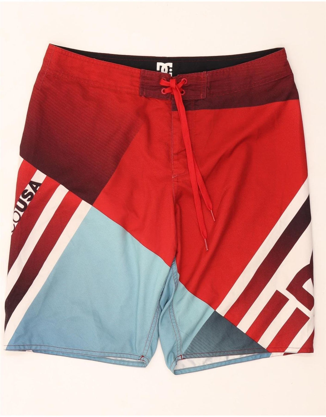 Shorts de natação DC masculino gráfico médio vermelho colorblock