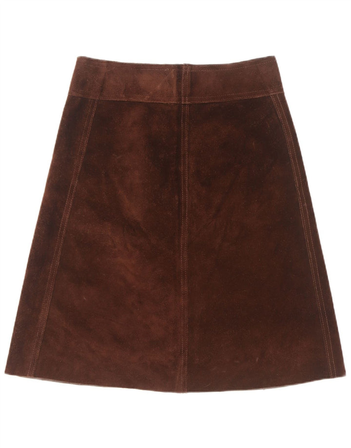 Saia feminina vintage de camurça W28 marrom médio