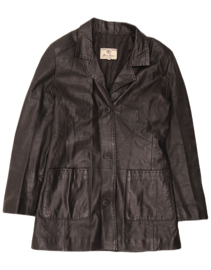 Casaco de couro feminino Mira Furs IT 42 couro preto médio