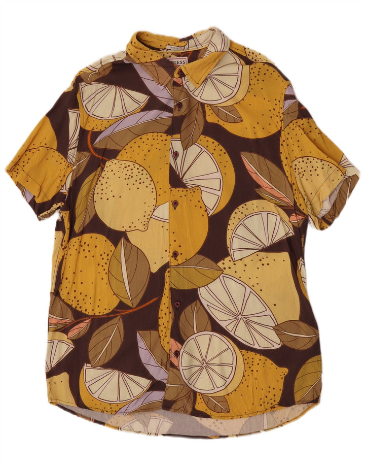 Guess Camisa masculina de manga curta XL multicolorida