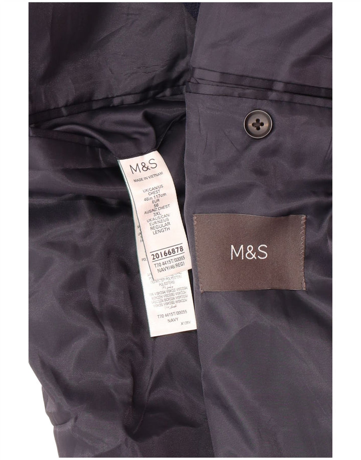 Jaqueta blazer masculina de 2 botões MARKS & SPENCER UK 46 3XL azul marinho poliamida