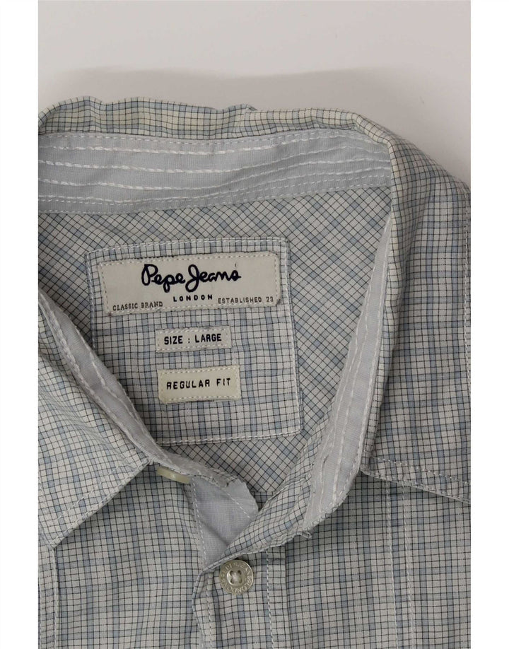 Camisa masculina PEPE Jeans manga curta regular fit grande xadrez azul
