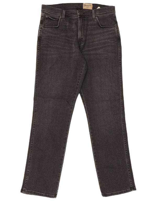 Wrangler Masculino Texas Stretch Straight Jeans W34 L32 Algodão Preto