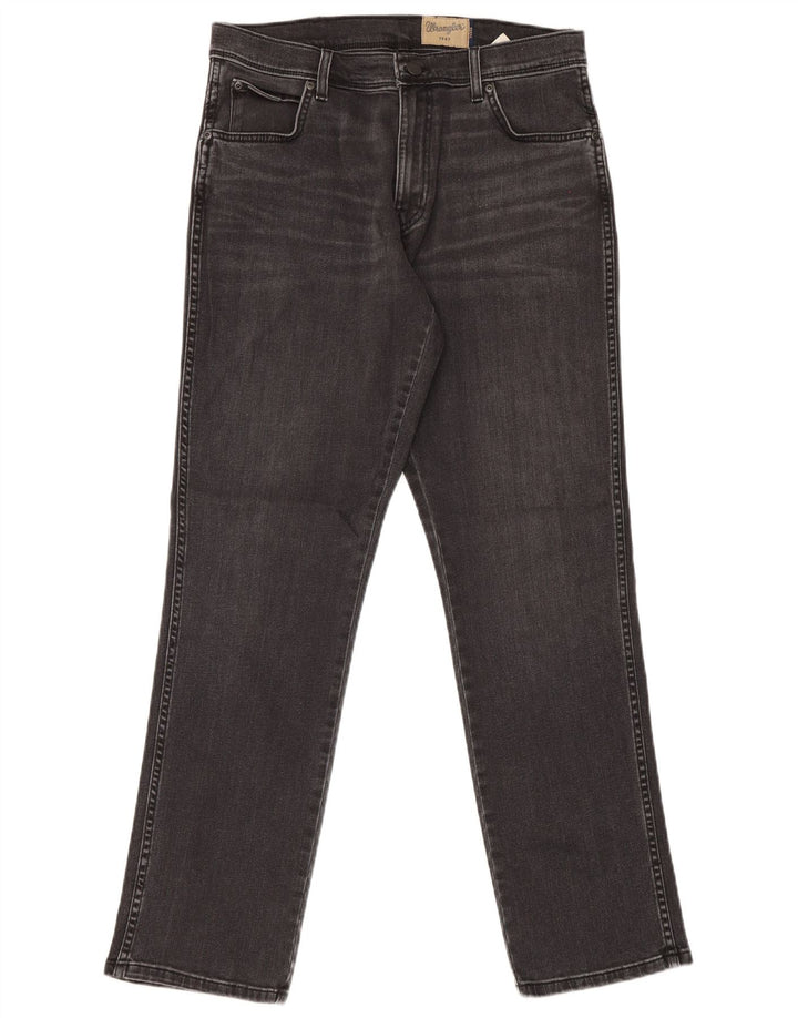 Wrangler Masculino Texas Stretch Straight Jeans W34 L32 Algodão Preto