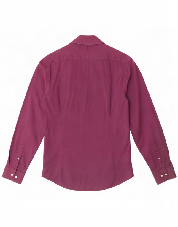Camisa masculina French Connection tamanho 15 algodão manchado roxo médio