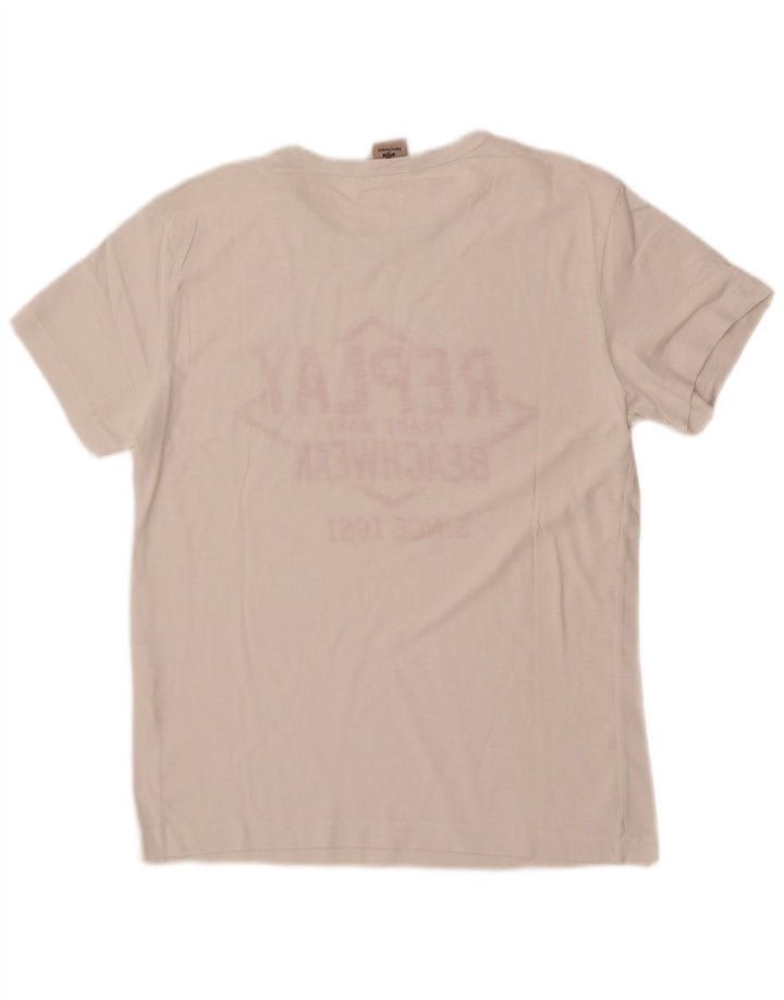 Replay Camiseta masculina gráfica top pequeno branco