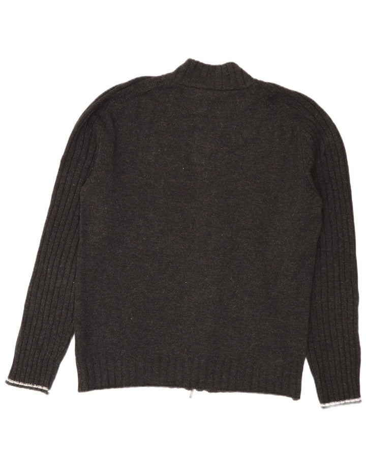 Suéter masculino Harmont & Blaine com zíper completo em lã colorblock cinza grande