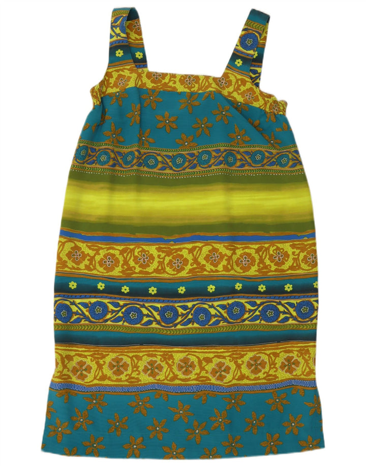 Vestido de verão feminino vintage UK 14 médio floral multicolorido