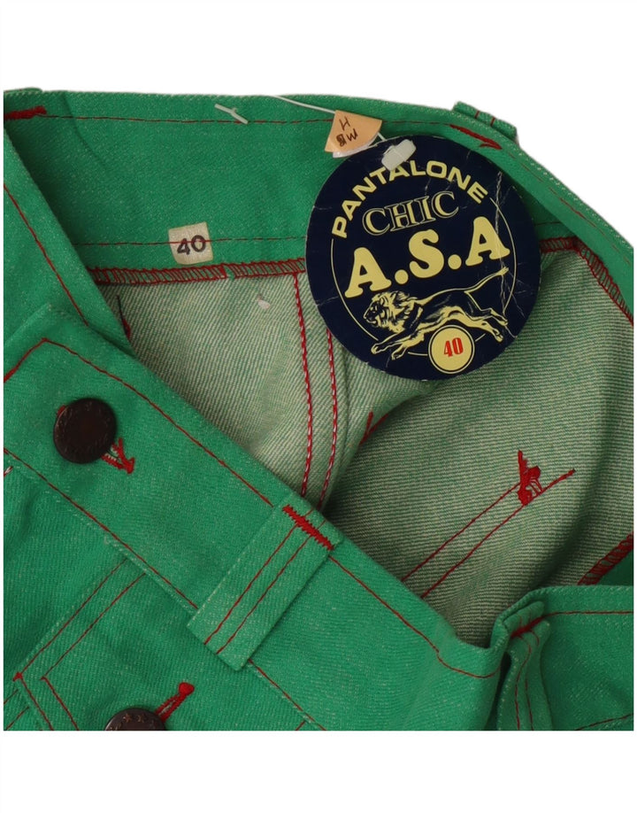 Calça feminina casual chique IT 40 pequena W24 L28 verde