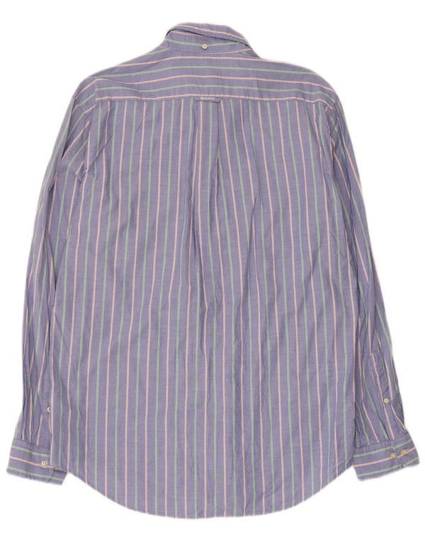 Camisa masculina Gant Regular Fit grande algodão listrado azul