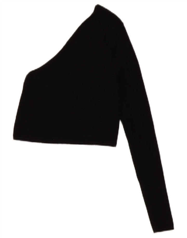Zara Womens Crop One Ombro Top Reino Unido 8 Pequeno Preto Viscose