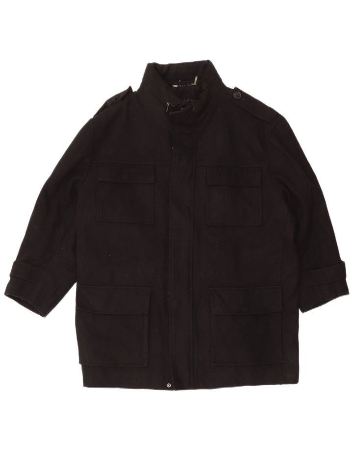 Jaqueta militar masculina Calvin Klein UK 42 XL lã preta