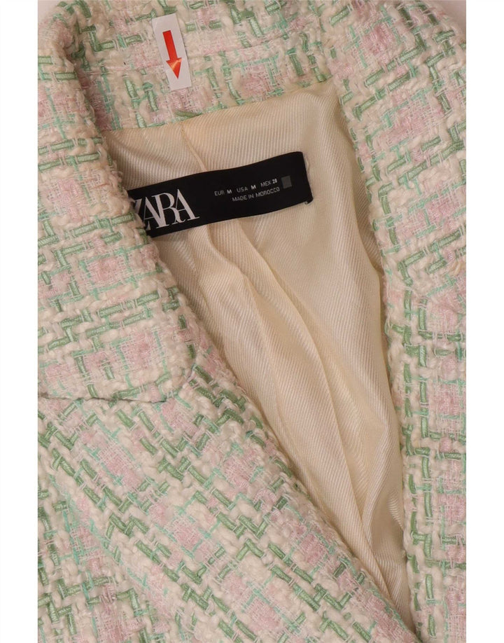 Jaqueta blazer feminina Zara com peito duplo Reino Unido 12 xadrez verde médio