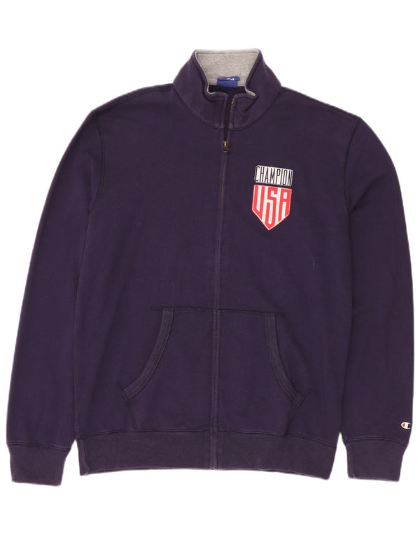 Jaqueta Champion Mens USA Treino Top Grande Algodão Roxo