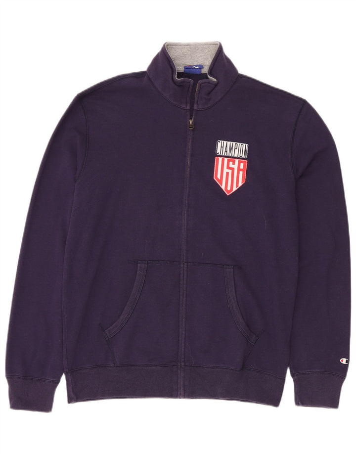 Jaqueta Champion Mens USA Treino Top Grande Algodão Roxo