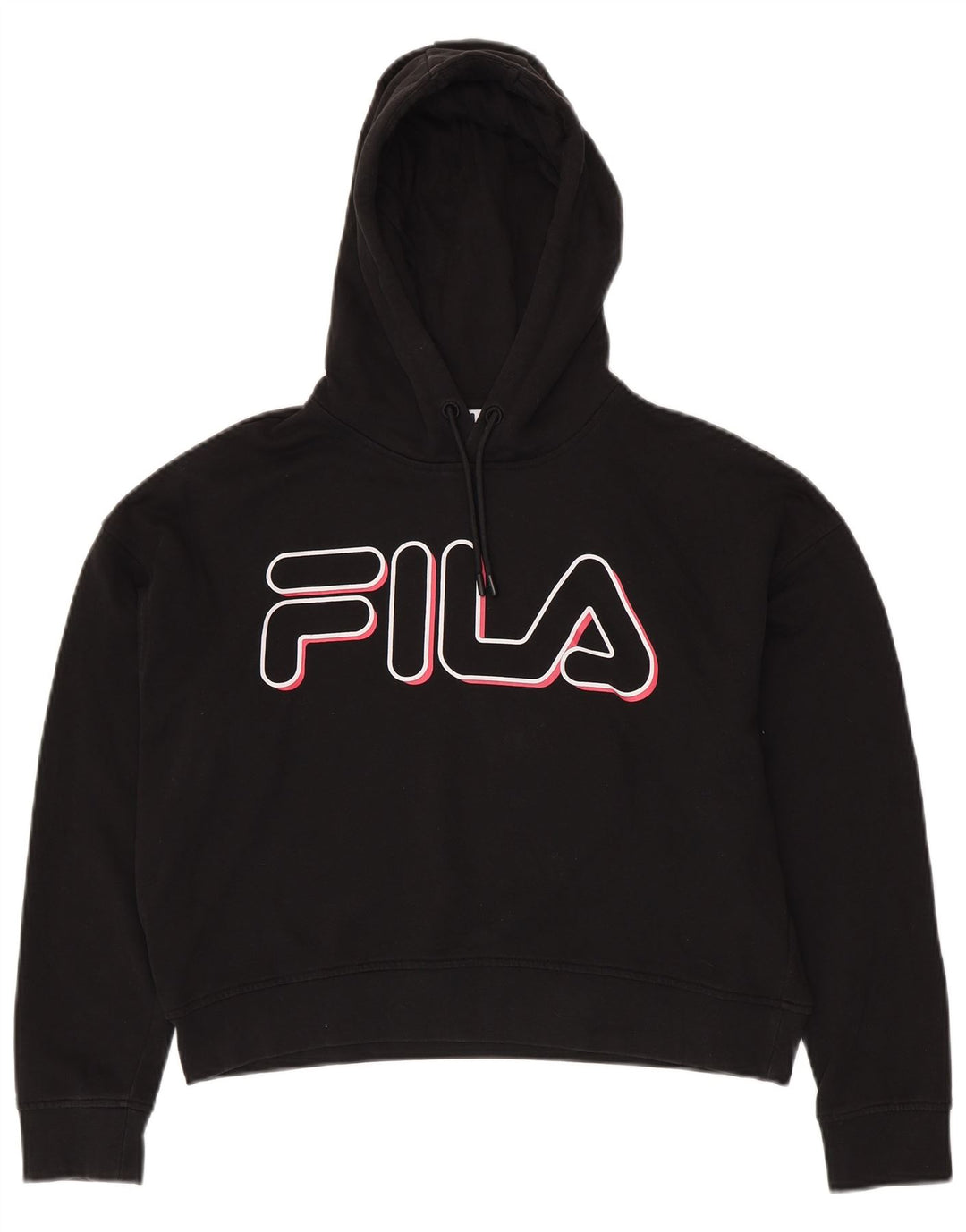 Pulôver feminino com capuz gráfico oversized FILA UK 6 XS preto
