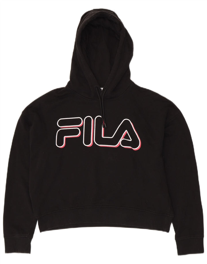 Pulôver feminino com capuz gráfico oversized FILA UK 6 XS preto