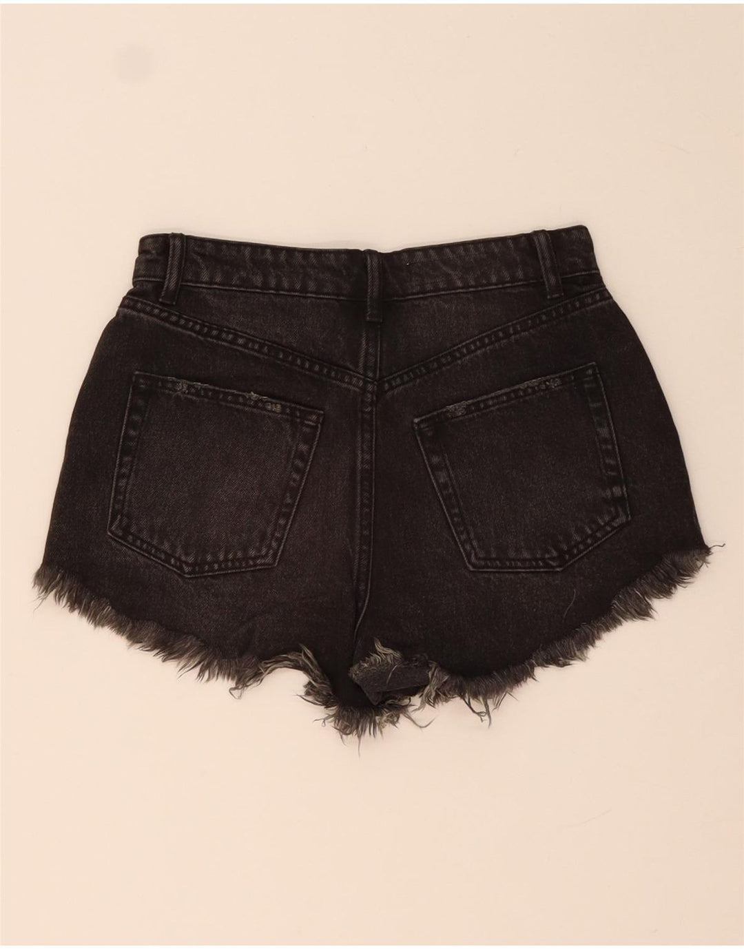 ZARA Shorts jeans feminino desgastado EU 34 2XS W24 preto