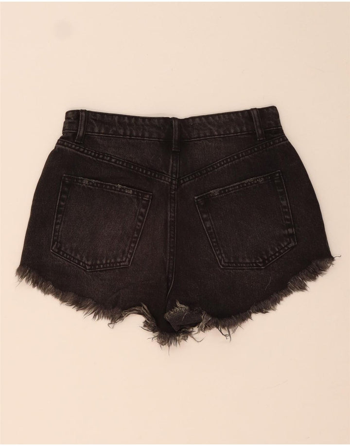 ZARA Shorts jeans feminino desgastado EU 34 2XS W24 preto