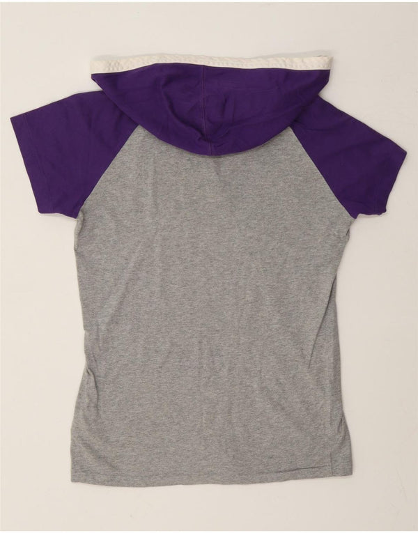 Camiseta Nike feminina com capuz gráfico Top UK 12/14 cinza médio colorblock