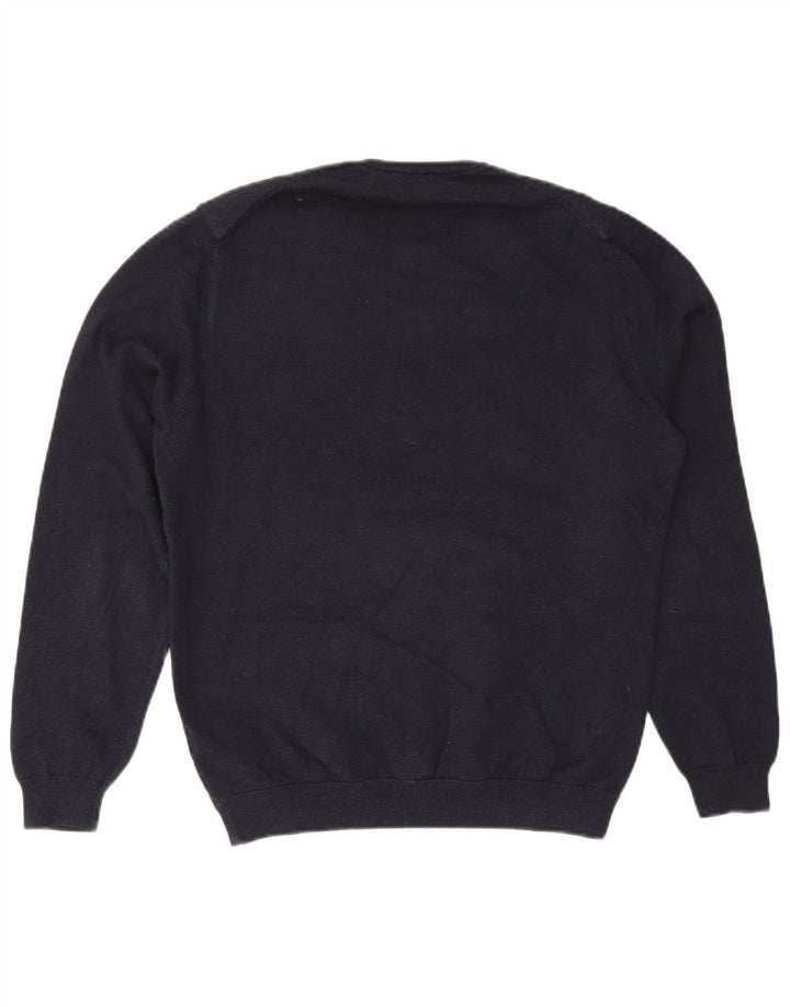 Suéter masculino Massimo Dutti com gola redonda, algodão azul marinho médio