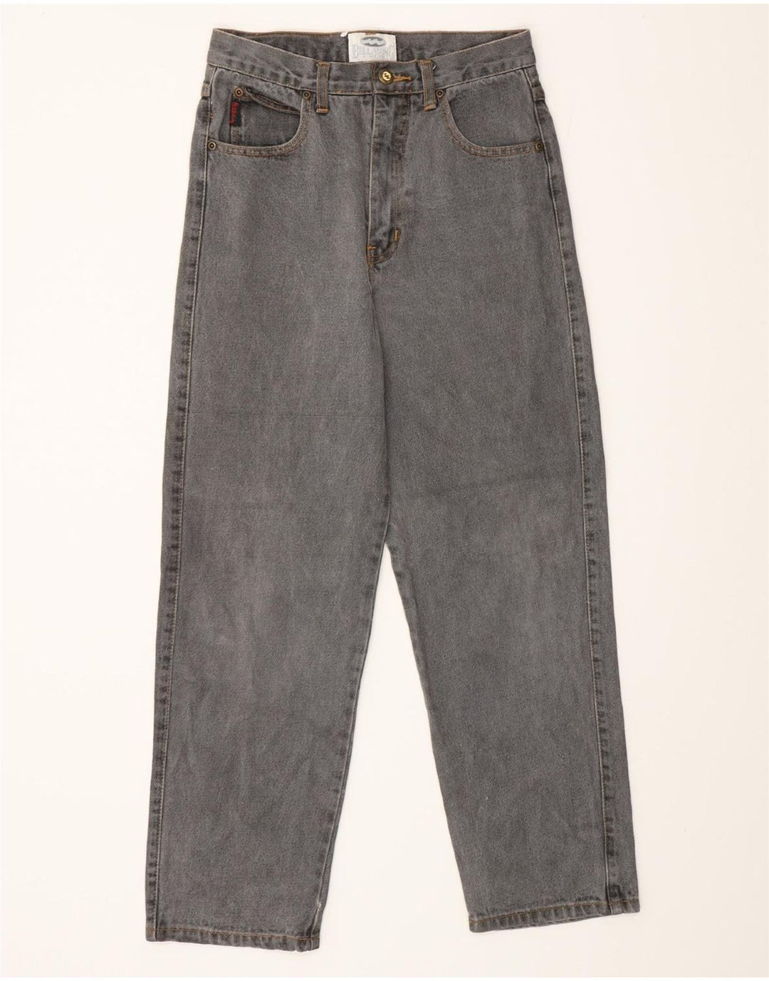 Calça jeans solta cintura alta feminina Billabong 13-14 anos W28 L25 algodão cinza