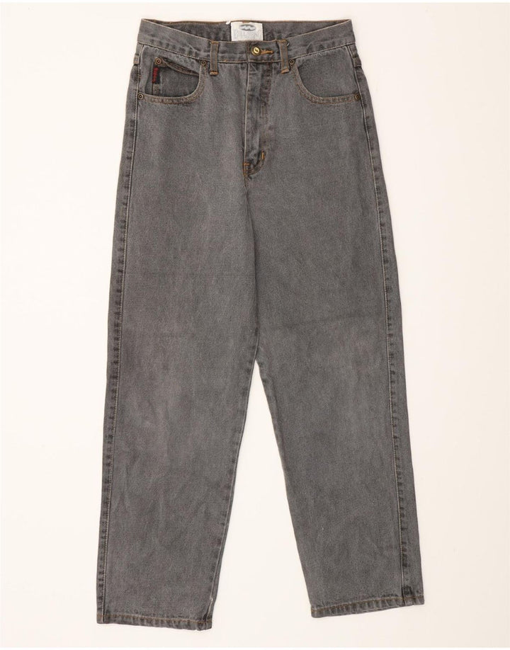 Calça jeans solta cintura alta feminina Billabong 13-14 anos W28 L25 algodão cinza