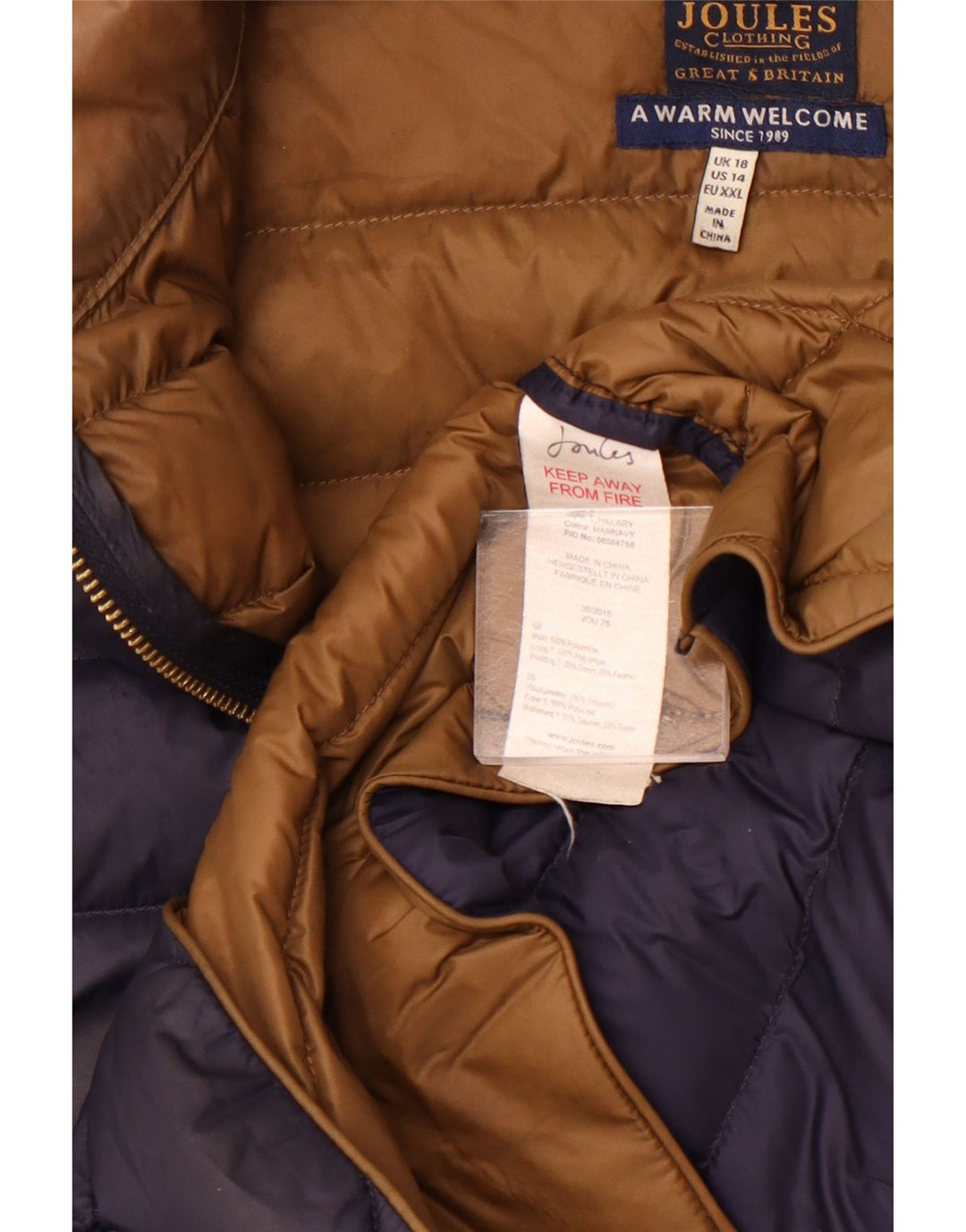 Jaqueta acolchoada feminina Joules UK 18 XL azul marinho poliamida