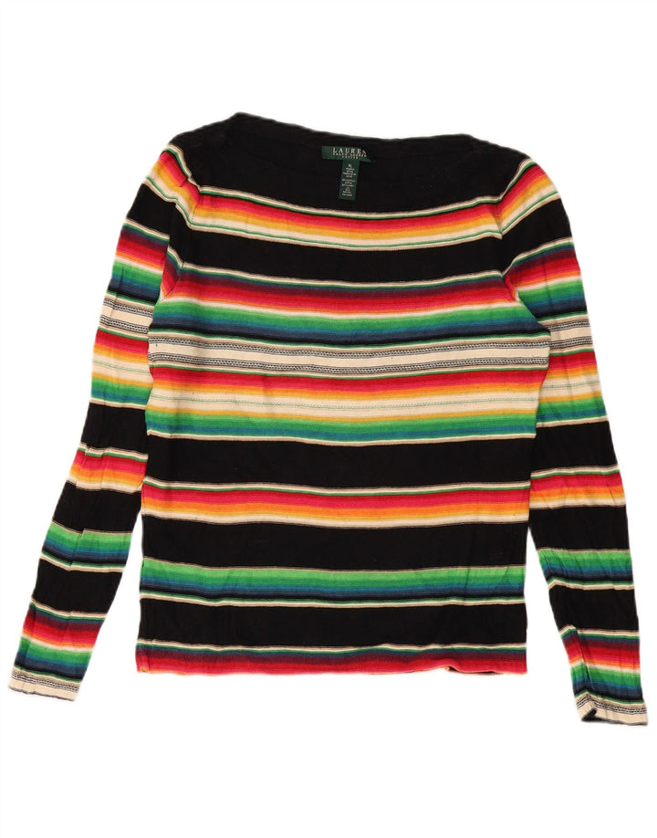 Suéter feminino RALPH LAUREN com gola canoa Reino Unido 16 grande multicolorido