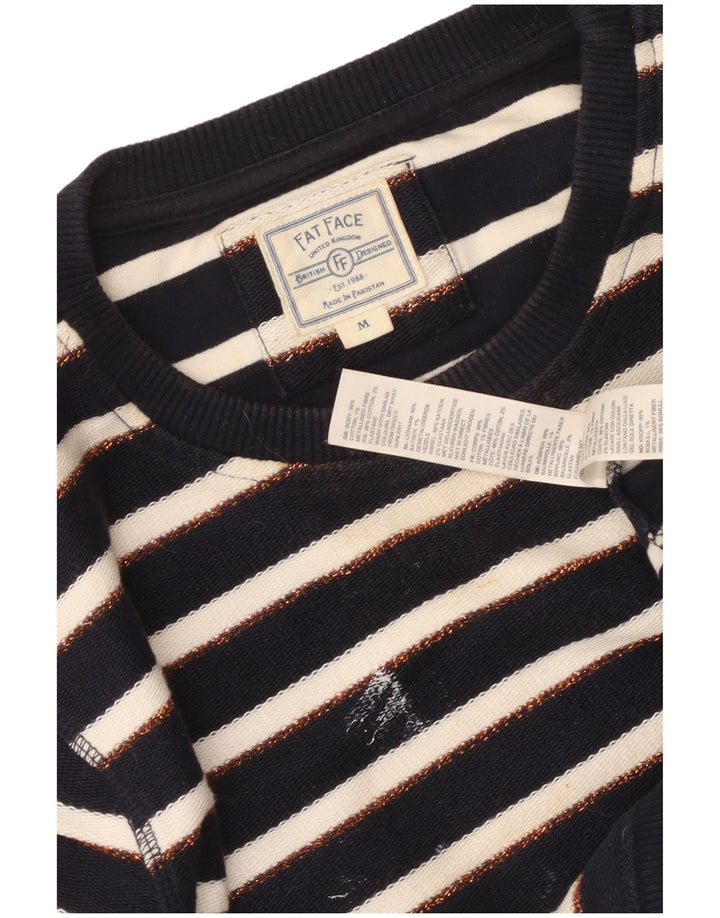 Suéter feminino Fat Face UK 14 médio azul marinho listrado náutico