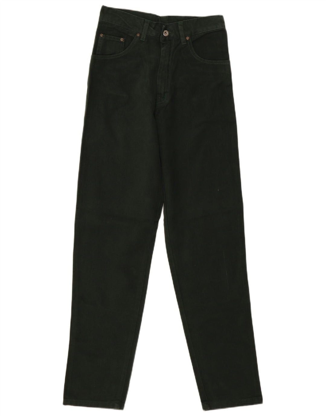 Jeans VINTAGE feminino cintura alta slim UE 36 pequeno W28 L31 algodão verde