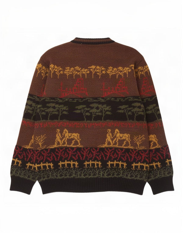 Suéter masculino vintage com gola redonda IT 48 marrom médio Fair Isle