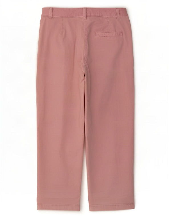 Calças cortadas femininas Marks & Spencer UK 12 médio W30 L25 algodão rosa