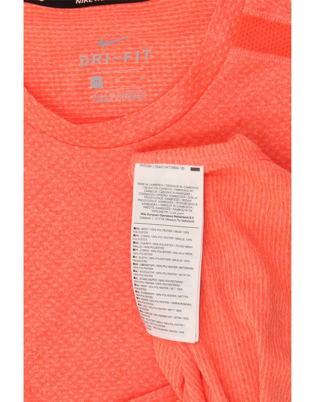 Nike Mens Dri Fit Camiseta Top Médio Laranja Poliéster