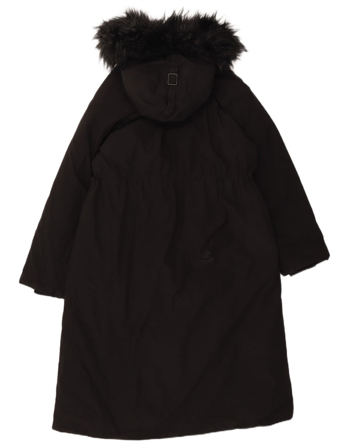 Sobretudo feminino com capuz oversized ZARA UK 6 XS preto nylon