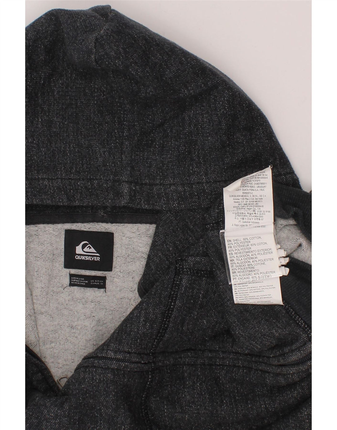 QUIKSILVER Boys Zip Hoodie Sweater 9-10 Years Grey Flecked Cotton Vintage Quiksilver and Second-Hand Quiksilver from Messina Hembry 
