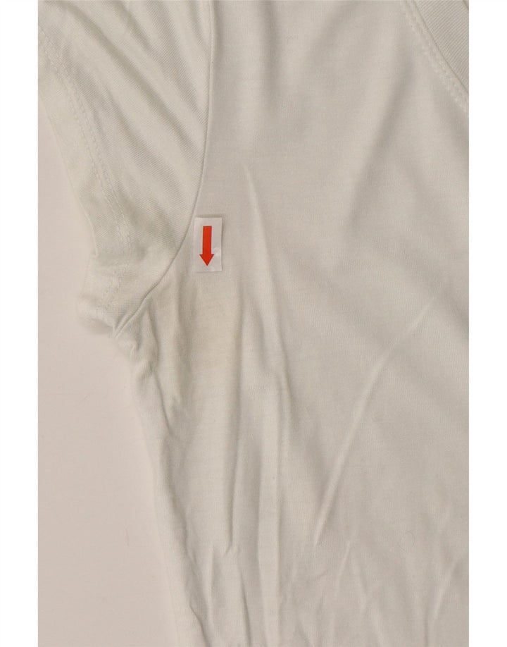 MOSSIMO Womens T-Shirt Top UK 12 Medium White Rayon Vintage Mossimo and Second-Hand Mossimo from Messina Hembry 