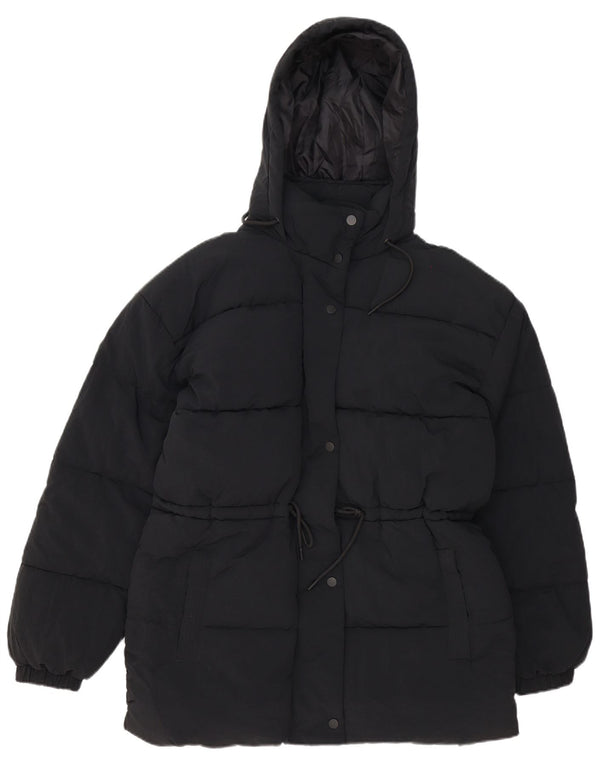 Jaqueta acolchoada grande com capuz feminina Topshop Reino Unido 8 poliéster preto pequeno