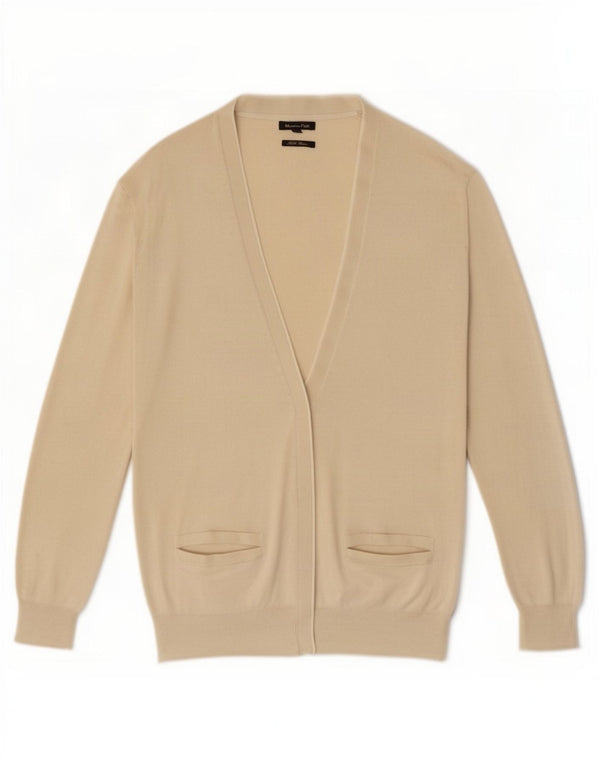 Suéter cardigã feminino Massimo Dutti Reino Unido 10 seda bege pequena