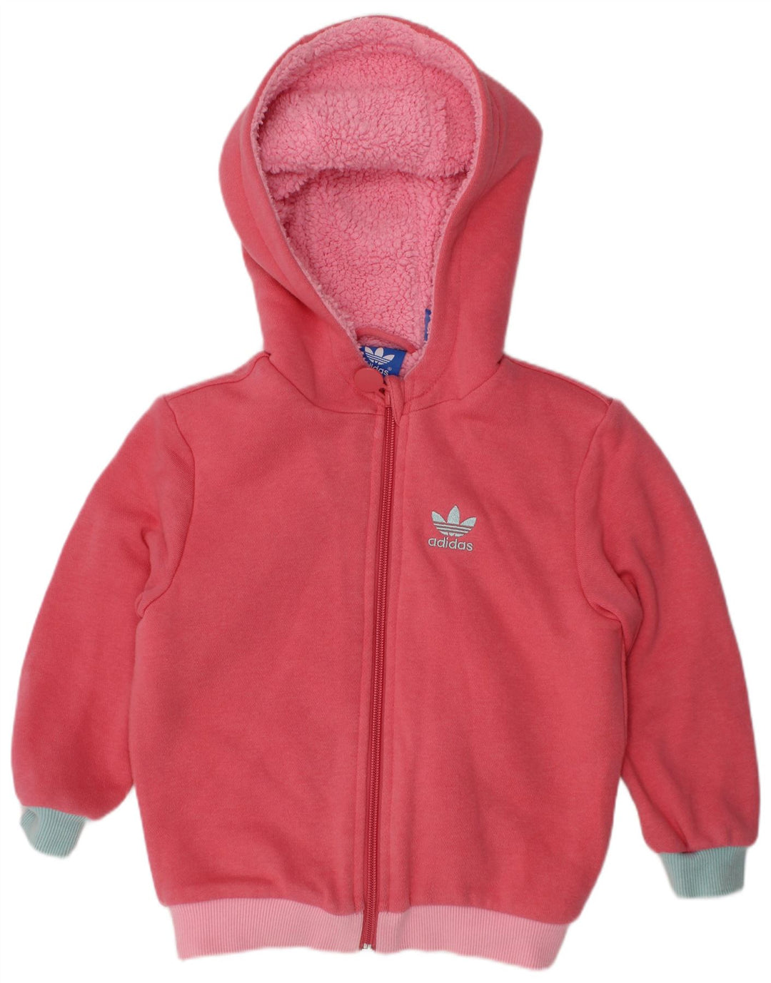 ADIDAS Suéter feminino com capuz e zíper gráfico 2-3 anos algodão rosa
