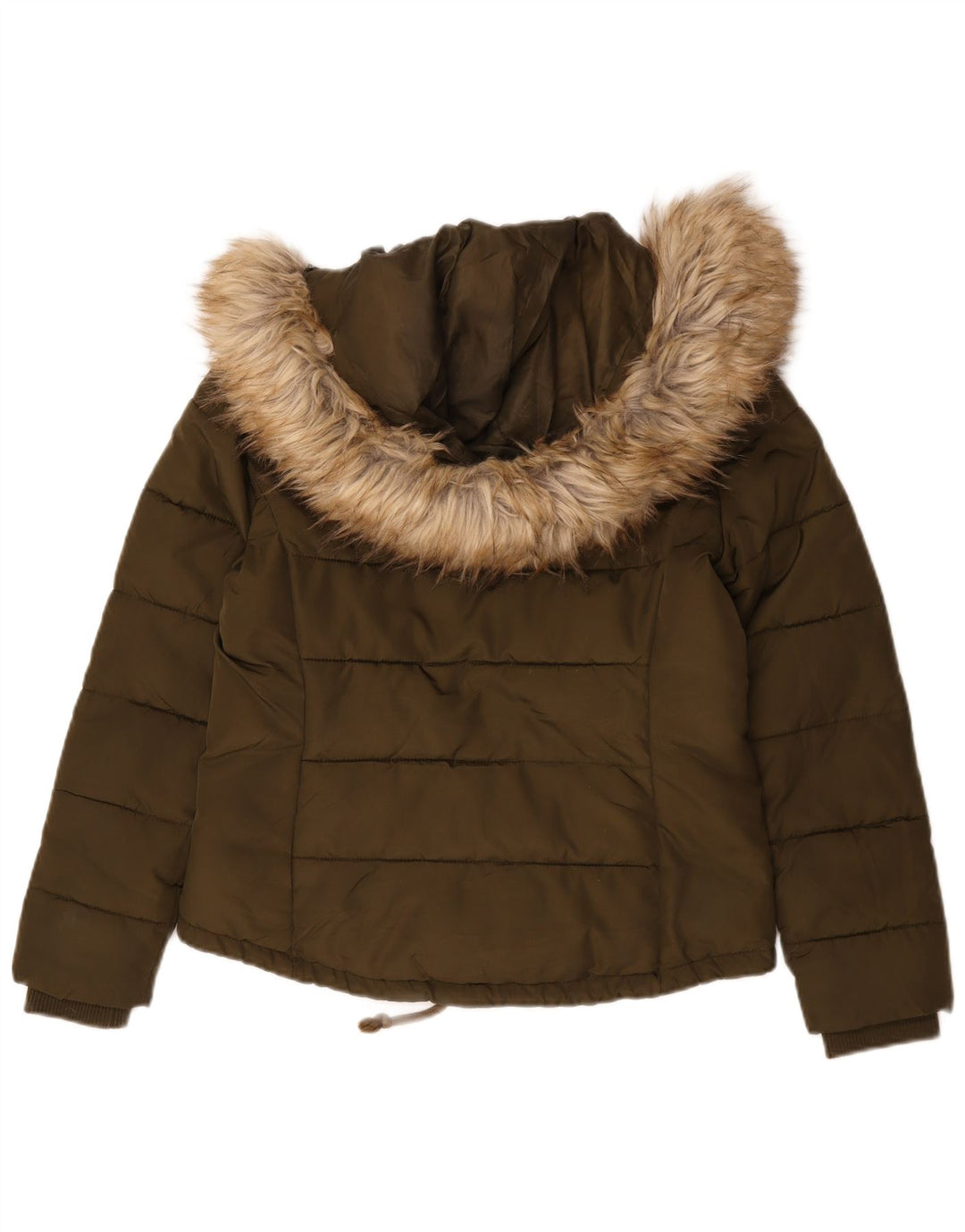 Jaqueta acolchoada com capuz feminina Topshop UK 12 poliéster cáqui médio