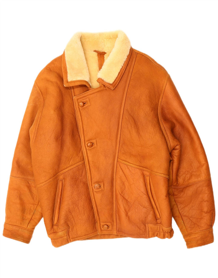 Jaqueta masculina VINTAGE Shearling IT 50 grande marrom