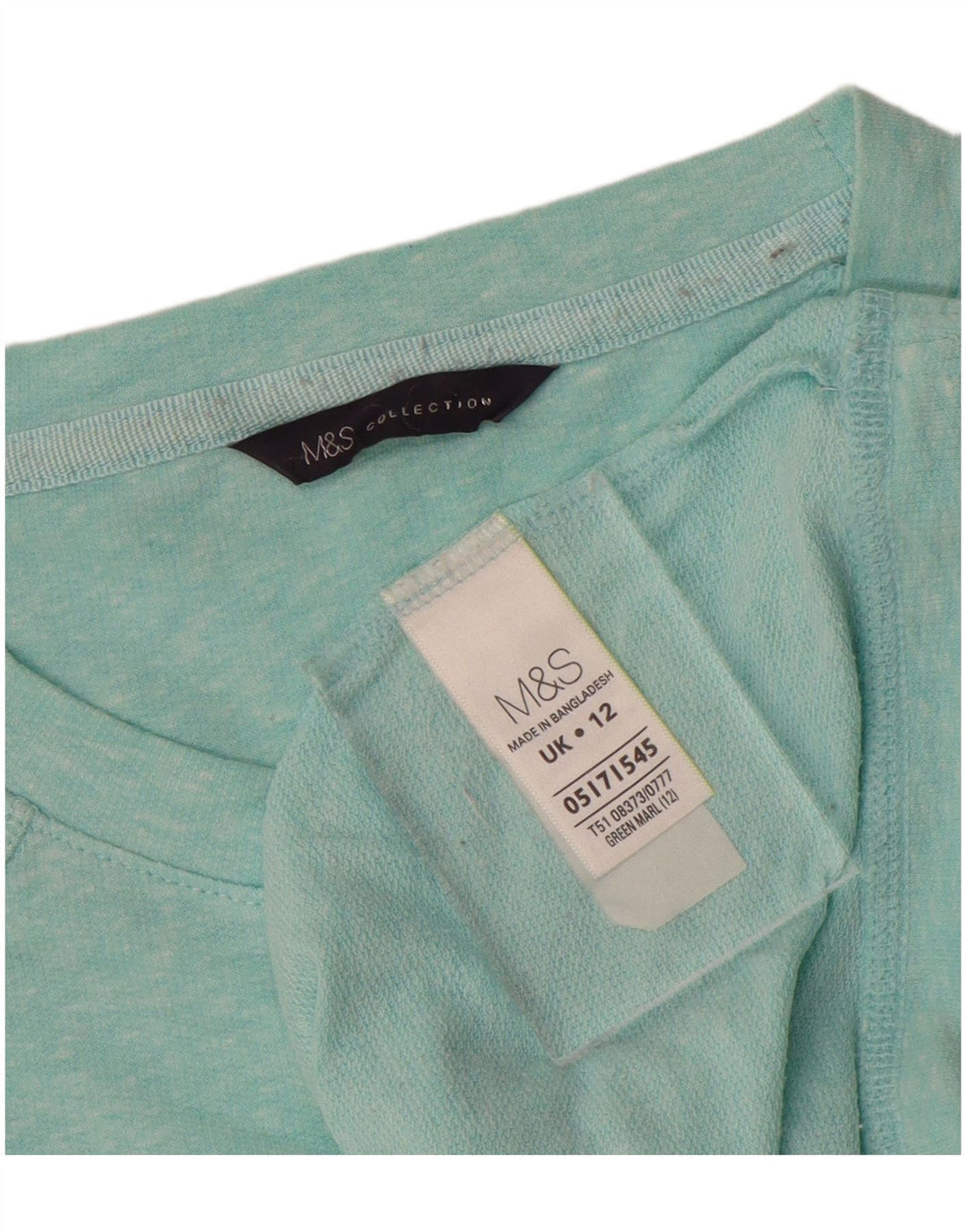 Suéter feminino MARKS & SPENCER UK 12 algodão manchado azul médio
