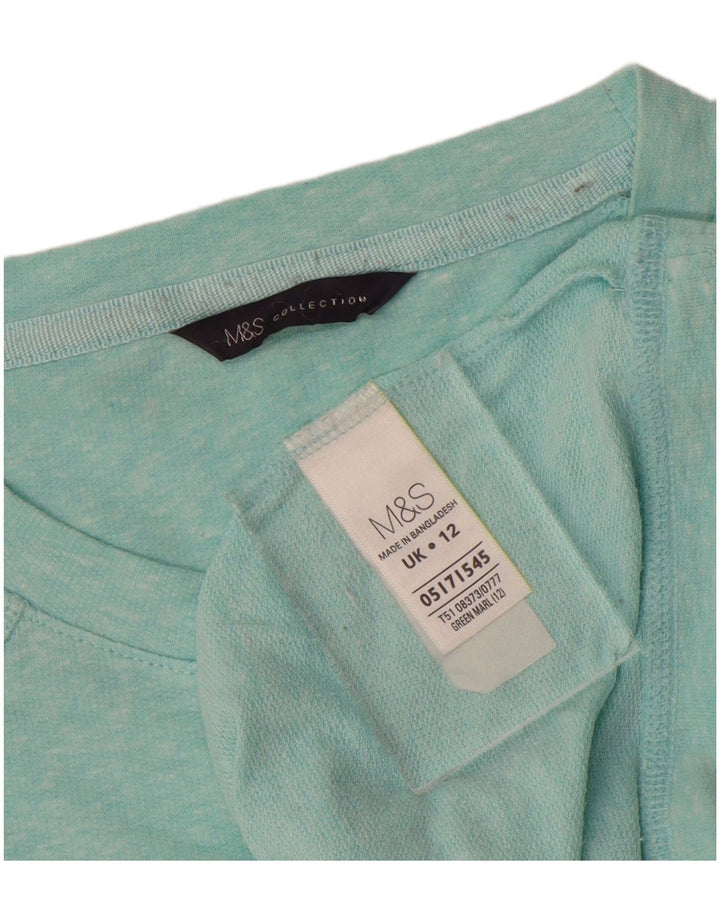 Suéter feminino MARKS & SPENCER UK 12 algodão manchado azul médio