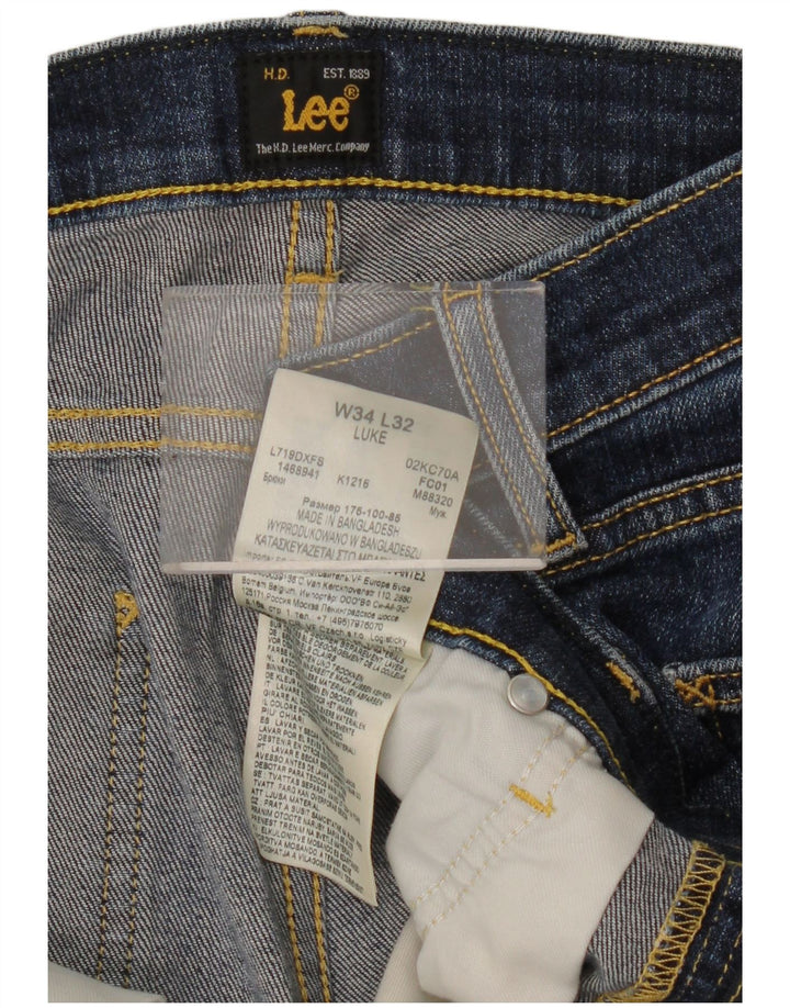 Lee Womens Luke Slim Jeans W34 L32 Azul Algodão